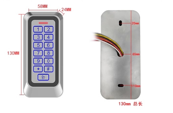 Metalen behuizing Buiten IP67 EM/MF kaart Toegangscontrole Met Achterlicht Keyboard