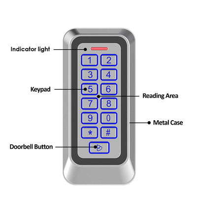 Metalen behuizing Buiten IP67 EM/MF kaart Toegangscontrole Met Achterlicht Keyboard