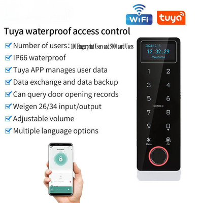 Tuya Waterdichte Biometrische Toegangscontrole met Vingerafdruk, Wachtwoord en Kaartlezer